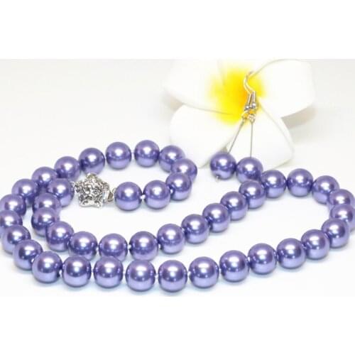 10mm imitation pearl shell round beads earrings necklace women free shipping party gifts hot sale fashionjewelry 18inch B2346