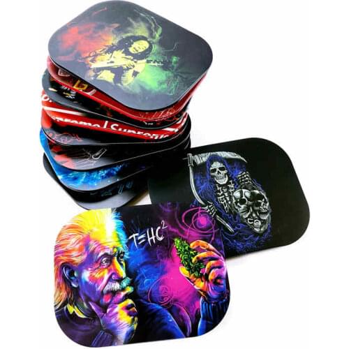 10pcs 120design Tin Rolling Tray weeding Herbal Tobacco Smoking Accessories Hand smoking Metal Storage Plate Magnetic Cover kit