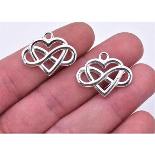 25*20mm 10pcs Bringht Silver Plated Heart Pendants Making DIY Handmade Jewelry