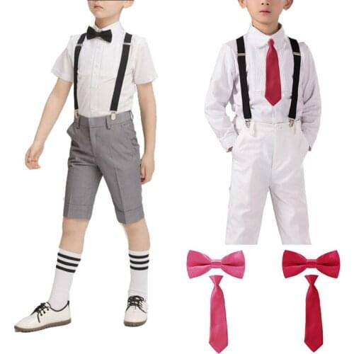 2 pcs Soild Color Children Ties Bowtie Set Baby Boys Girls Cravate Wedding Party Bow Tie Elastic Kids Adjustable Mint Green