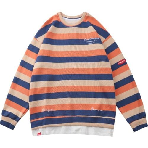 2020SS Hip Hop Streetwear Hoodie Sweatshirt Mens Patchwork Stripe Harajuku Hoodie Winter Long Sleeve Pullover Tops Cotton Orange