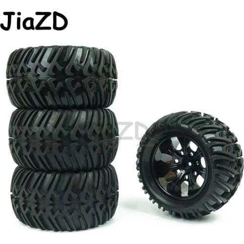 4Pcs/Lot 125mm RC Tires & Nylon Wheel Rims Foam Inserts For 1/10 Monster Truck Tyres HSP HPI Traxxas Himoto Redcat Kyosho Tamiya