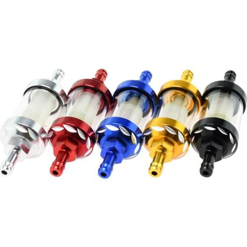 8mm CNC Aluminum Alloy Glass Motorcycle Gas Fuel Gasoline Oil Filter Motorcycle Parts Accessories for ATV Dirt Pit Motocross