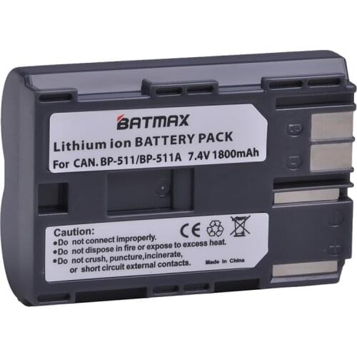 1800MaH BP-511 BP-511A BP 511A Battery for Canon BP-511, BP-511A, BP511, BP511A and EOS 5D, 10D, 20D, 30D, 40D, 50D Batteries