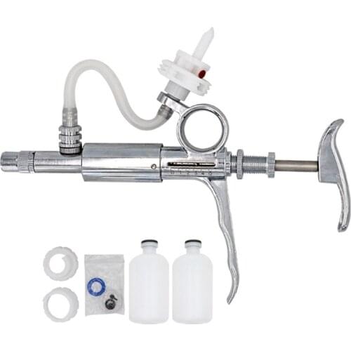 5ML Automatic Livestock Continuous Syringe Veterinary Equipment with Bottles Metal Multifunction Farm