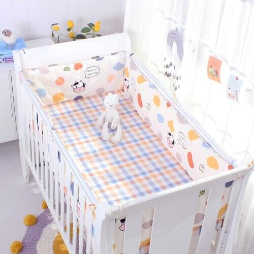 120*60cm 5 Pcs Baby Bed Bumpers Baby Bedding Set 4 Bumpers+1 Sheets 100% Cotton Fabric Odorless Sponge Filling Protect Your Baby