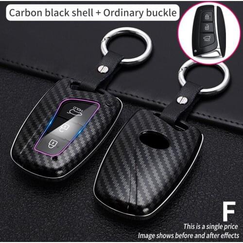 Car Key Case Cover For Hyundai Grand Santa Fe IX45 GENESIS EQUUS AZERA 2013 2014 2015 2016 Accessories Carbon fiber Keychain