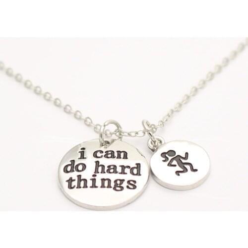 I Can Do Hard Things necklace Inspirational jewekry for Girls Boys Graduation Birthday Giftfor Best friend Runner Girl charms