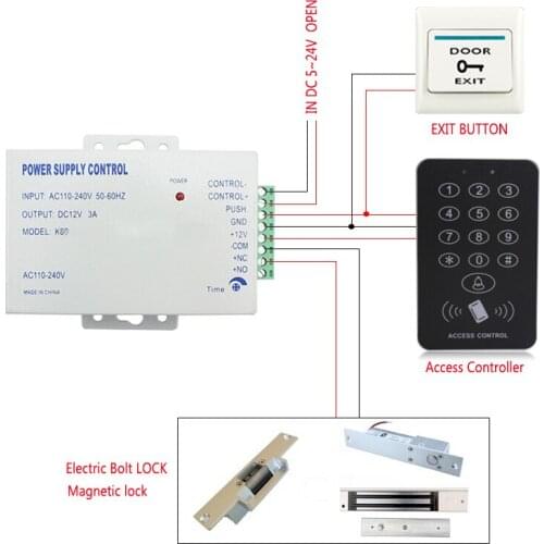 DC 12V/3A New Door Access Control system Switch Power Supply Control AC 110~240V Delay time max 15 second