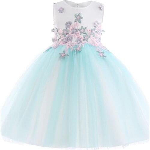 Summer Cute Flower Girls Wedding Dress for Baby Kids Children Sleeveless Ball Gown Dress Princess Party Birthday Girls Dress