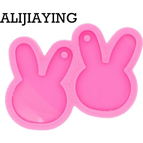 DY0409 Glossy Rabbit Popular Earrings Silicone Mold Resin Pendant Mould for Epoxy Jewelry Making DIY Bunny Crafts