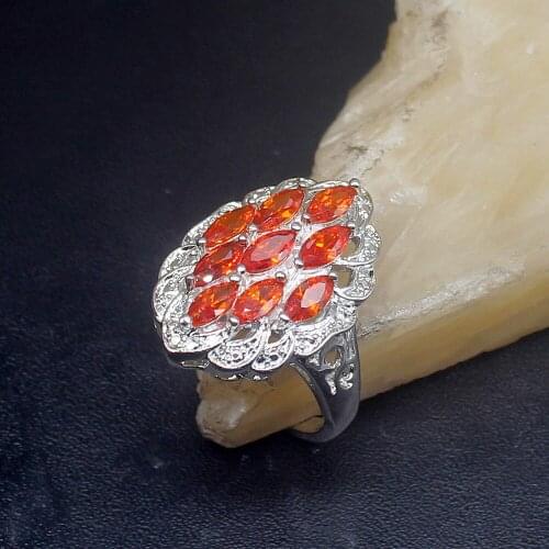 Gemstonefactory Jewelry Big Promotion Single Unique 925 Silver Amazing Red Garnet Shiny Women Men Gifts Rings 8# 20213053