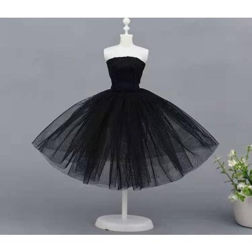 Classic Off Shoulder Black Doll Dress for Barbie Doll Clothes Ballet Dresses Princess Gown Vestidoes 1/6 BJD Accessory Kids Toys