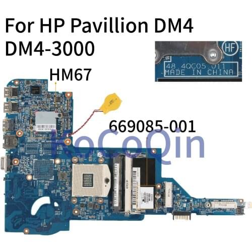 KoCoQin Laptop motherboard For HP Pavillion DM4 DM4-3000 Mainboard 669085-001 669085-501 48.4QC05.011 HM67