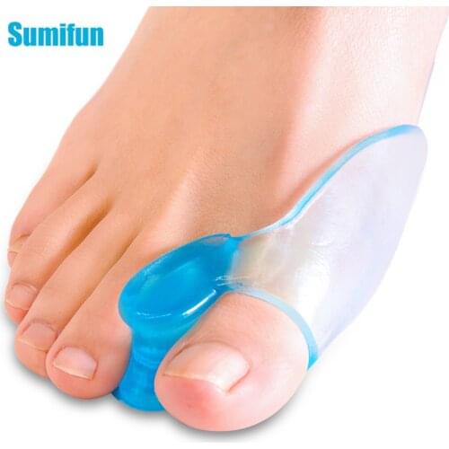 2Pcs Blue Soft Silicone Toe Separator Thumb Overlapping Orthopedic Hallux Valgus Pain Relief Bunion Spacers Corrector Foot Care