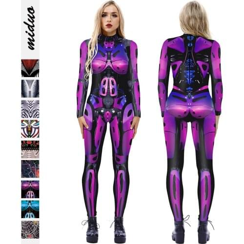 Robot digital printing cosplay cosplay costume Halloween long-sleeved bodysuit party ladies suit