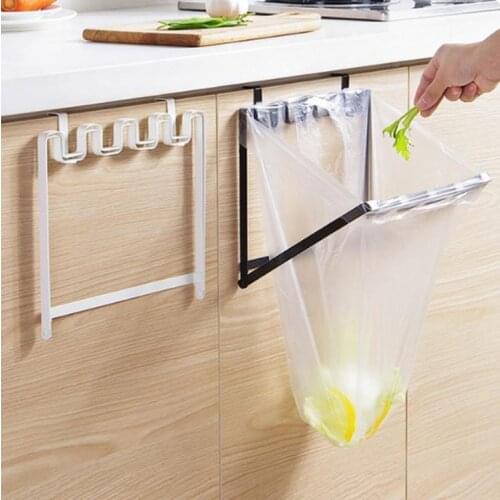 Kitchen Cupboard Door Garbage Bag Holder Cabinet Door Rubbish Bag Rack Hanging Trash Bag Bracket Waste Plastic Bag Fixed Stand