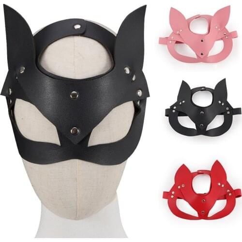 HOT SALES!!! Porn FetishBDSM Bondage Restraints PU Leather Cat Halloween Mask Roleplay Sex Toys For Men Women Cosplay Games
