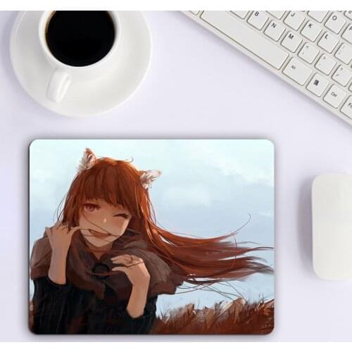Small Mousepad Nice Cute Cartoon Pattern of Spice and Wolf Non-slip Mat Kawaii Mouse Pad Gamer Pad on the Table Anime Rug Csgo