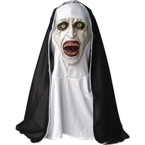 Nun mask halloween scary make-up mask tricky grimace scary scary latex headgear