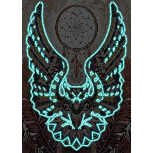5d DIY Diamond Painting glow in the dark painting by number for kids Owl Luminous painting for home decor
