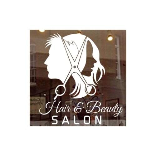 Unisex Hair Salon Wall Decal Beauty Salon Sticker Barber Shop Scissor Vinyl Window Decals Decor Mural Hairdresser Glass Sticker