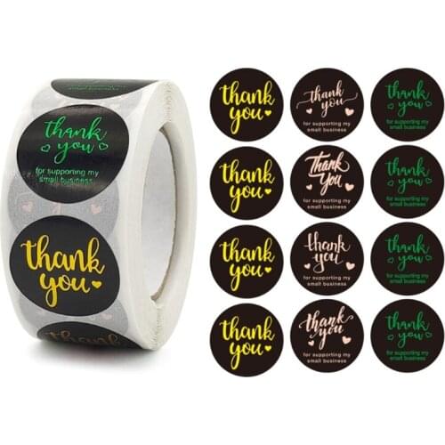 500Pcs/Roll Sealing Thank You Label Stickers, Color Bronzing Mailing Stickers for Baking Biscuit Box Decoration