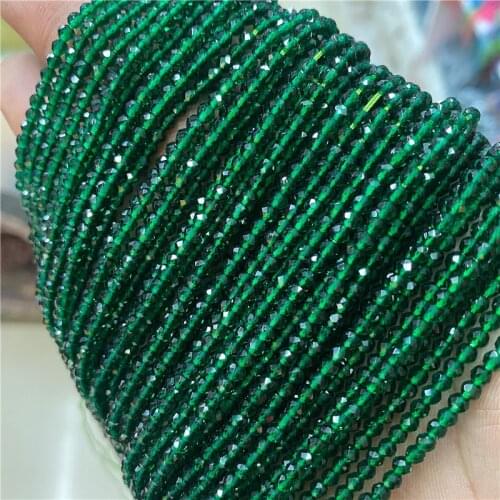 Natural Stone Beads Small Faceted Green Emeralds Beads 2mm 3mm Loose beads for Jewelry Making DIY Bracelet Necklace Supplies
