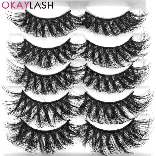 OKAYLASH Newest 5 Pair Mix Black Color Lashes Natural Soft Eyelash Set Vegan Strip Eyelash Factory Vendor 3D Fluffy Cilias