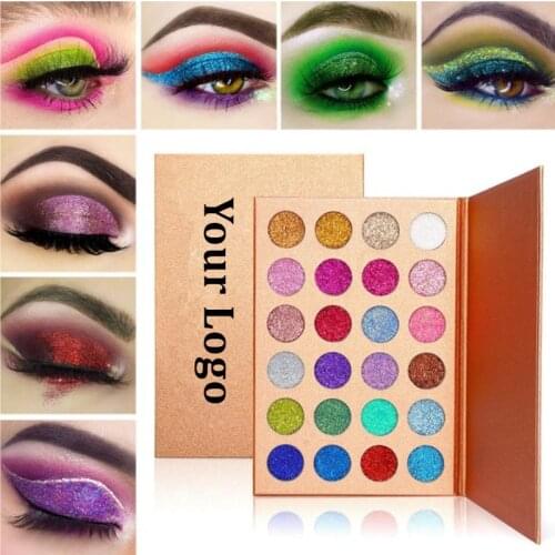 24 Colors Glitter Eyeshadow Pallete Private Label Cosmetics Diamond Pressed Glitter Eye Shadow Wholesale Pigment Make up Palette