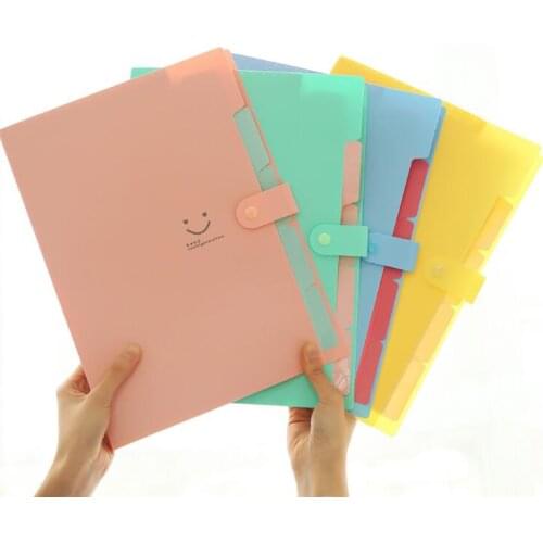 Candy Color File Folder Document Bag A4 Paper Storage Organizer Holder 5-layer Buckle Bag Student Stationery Office Supplies