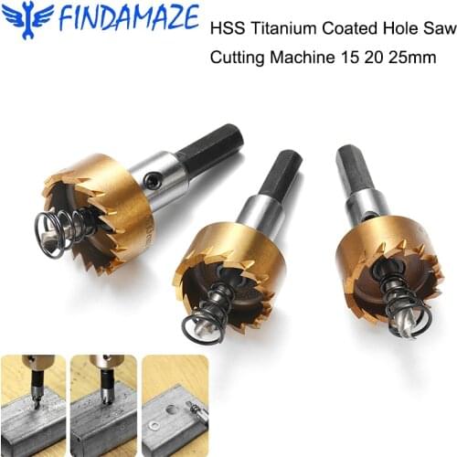 15 20 25mm HSS Titanium Coated Hole Saw Cutting Machine Triangular Shank for Metal Stainless Steel Hole Reamer Wood Alloy COD