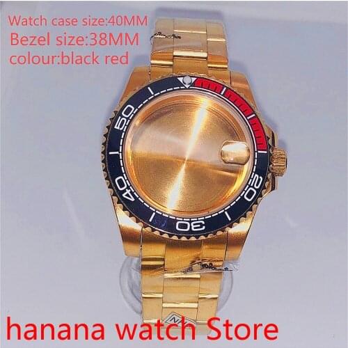 Suitable for NH35 36 Mingzhu2813 Miyata automatic winding 40mm sealed back gold box series, with rotating bezel black red
