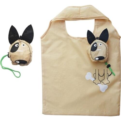 Portable Cartoon Puppy Hand-held Large Capacity Totes Shopping Bag Reusable Eco-Friendly Foldable Premium Slight Duty Tote Bag