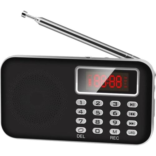 Portable Mini Radio FM Stereo Receiver Speaker Recorder MP3 Player Support TF SD Card USB AUX LED Display