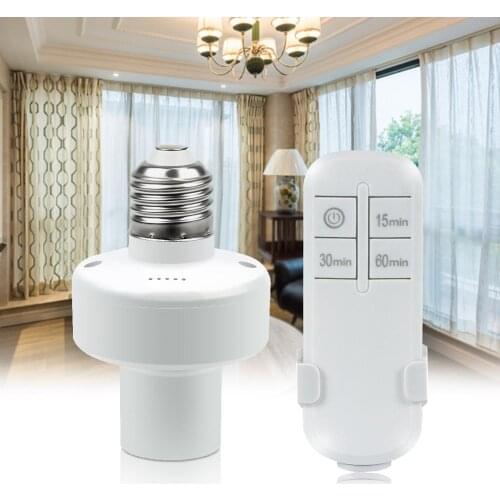 Portable Wireless Remote Control E27 lamp Holder Socket Adapter with Remote Timer Switch for LED Bulb 110V/220V