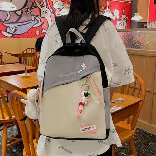 2021 New School Bag For Japanese Bags Fashion Design Cute Cartoon Splicing School Bags For Girls Steamedbun School Bags Gifts