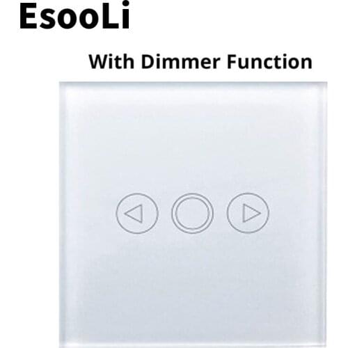 Esooli EU/UK Standard LED light Touch Switch Touch Sensor Wall Power Touch Screen power switch Glass Panel wireless switch 220v