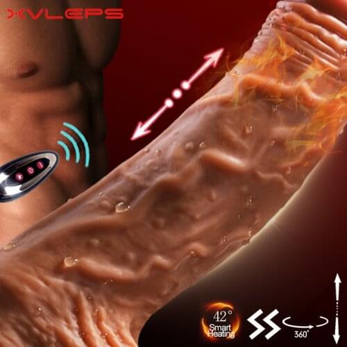 Xvleps Telescopic Big Dildo Vibrator Heating Dildos Vibrators for Women Vibrating Dildo Penis Suction Cup Sex Toys for Woman