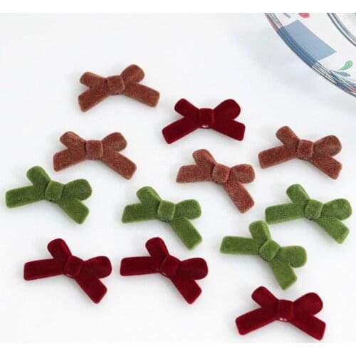 10 PCS 22x35mm New Autumn And Winter Soft Acrylic Flocking Bowknot Connectors DIY Earrings Accessories For Jewelry Making