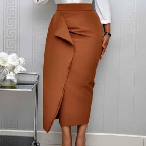 Women Bodycon Pencil Skirts High Waist Slim Midi Modest Classy Female Package Hip Jupes Falad Officewear Elegant Femme Fashion