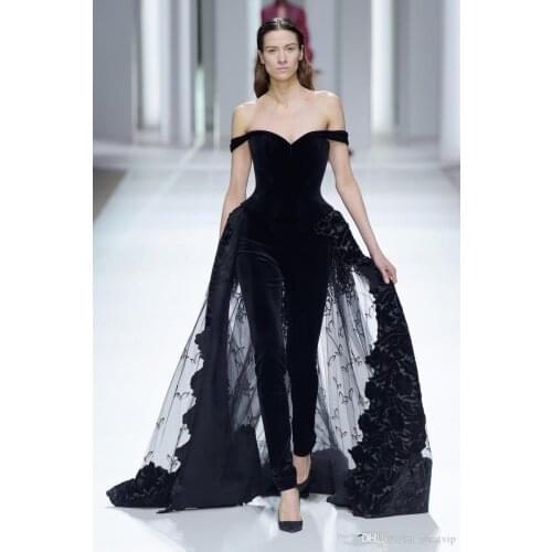 Women Fashion Evening Dresses Jumpsuits Off Shoulder Overskirts Tulle Lace Dress Prom Dresses Special Occasion Wears Robes De So