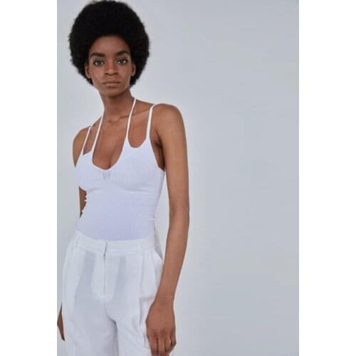 Knitted Cross Lace-up Cami Solid Sleeveless Backless Fashion Bodycon Vest 2021 Summer Sexy Casual Sling V-neck Women Vest