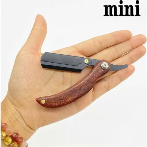 1pcs New Blades Shaving Razor MiNi Mens Razor Redwood Handle Barber Hair Cut Razor Portable Change Blade Type Shaving Knife