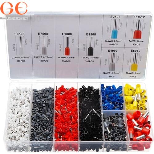 1800PCS 0.5mm- 10.0mm Insulated Wire End Cord End Crimp terminal