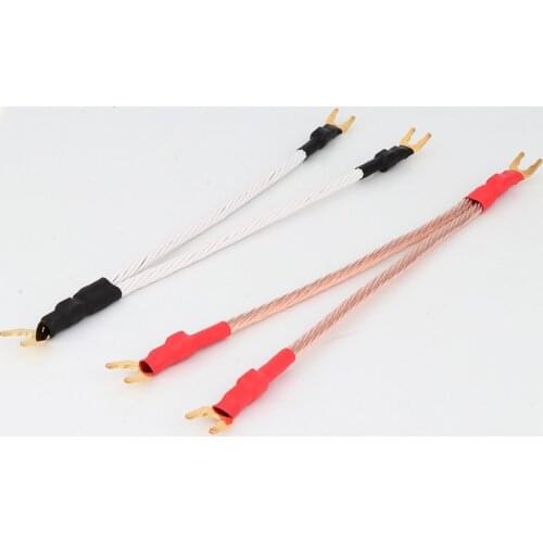 Preffair 8TC 2pices twist High Purity Hifi Speaker Jumper cable bridge cable 1spade to 2spade Speakers JUMPER-LINKS Cables