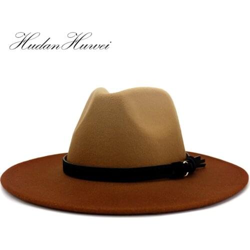 2020 New Summer Autumn Winter Mens Womens New Painted Woolen Fedora Hat European and American British Style Big Brim Hat