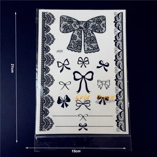25 Style Waterproof Sexy Black Henna Tattoo Lace Bow Bowknot Decals For Women Body Art Fake Bracelet Temporary Tattoo Stickers