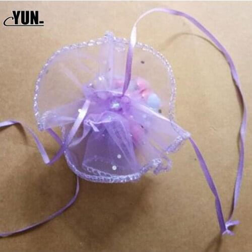 50pcs 35cm Diameter Gauze Bag Drawstring Pouch Wedding Birthday Christmas Candy Gift Bag Display Bag Round Organza Bag 6DZX003