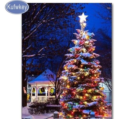 Full Square Drill Diamond Painting Village Christmas Tree 5d DIY Diamond Embroidery new year Picture Of Rhinestones home Decor